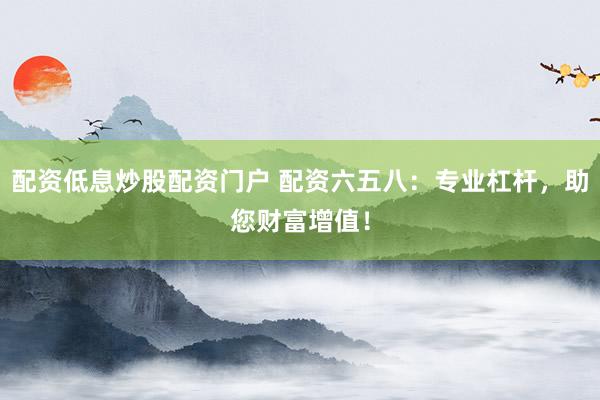 配资低息炒股配资门户 配资六五八：专业杠杆，助您财富增值！