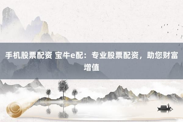 手机股票配资 宝牛e配：专业股票配资，助您财富增值