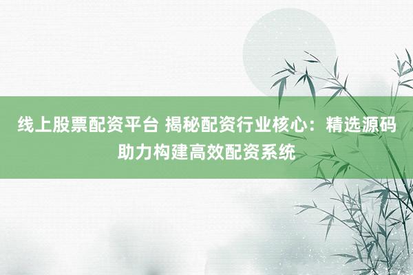 线上股票配资平台 揭秘配资行业核心：精选源码助力构建高效配资系统