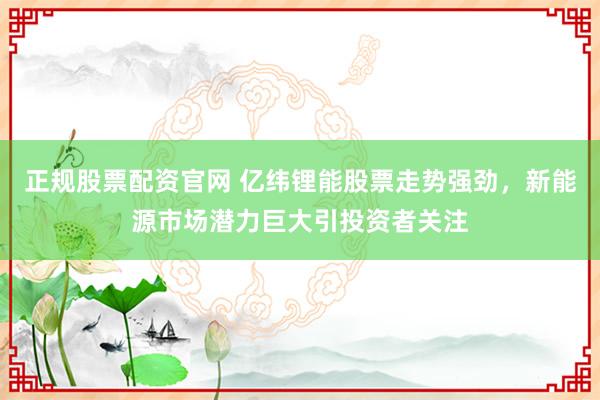 正规股票配资官网 亿纬锂能股票走势强劲，新能源市场潜力巨大引投资者关注