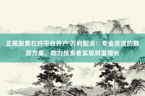 正规股票杠杆平台开户 万利配资：专业灵活的融资方案，助力投资者实现财富增长