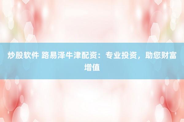炒股软件 路易泽牛津配资：专业投资，助您财富增值