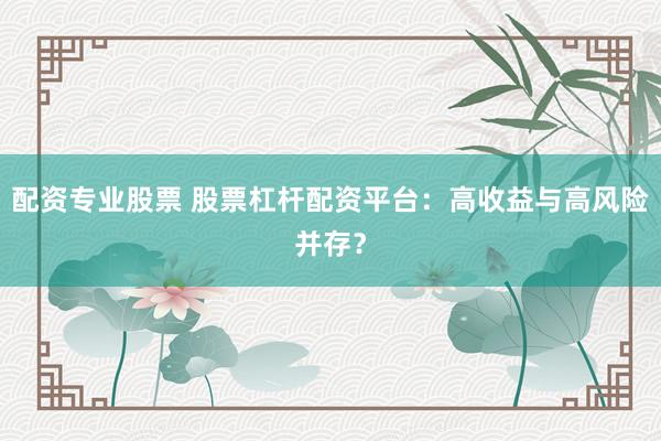 配资专业股票 股票杠杆配资平台：高收益与高风险并存？