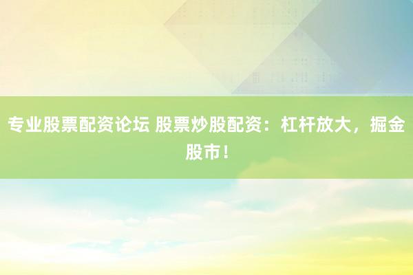 专业股票配资论坛 股票炒股配资：杠杆放大，掘金股市！