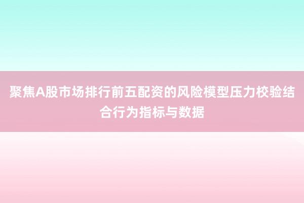 聚焦A股市场排行前五配资的风险模型压力校验结合行为指标与数据