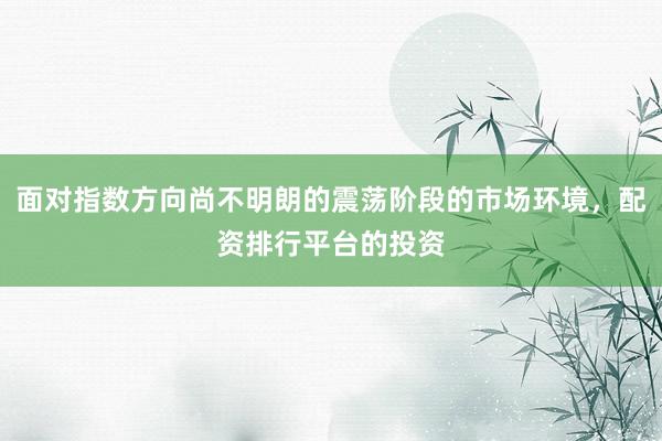 面对指数方向尚不明朗的震荡阶段的市场环境，配资排行平台的投资